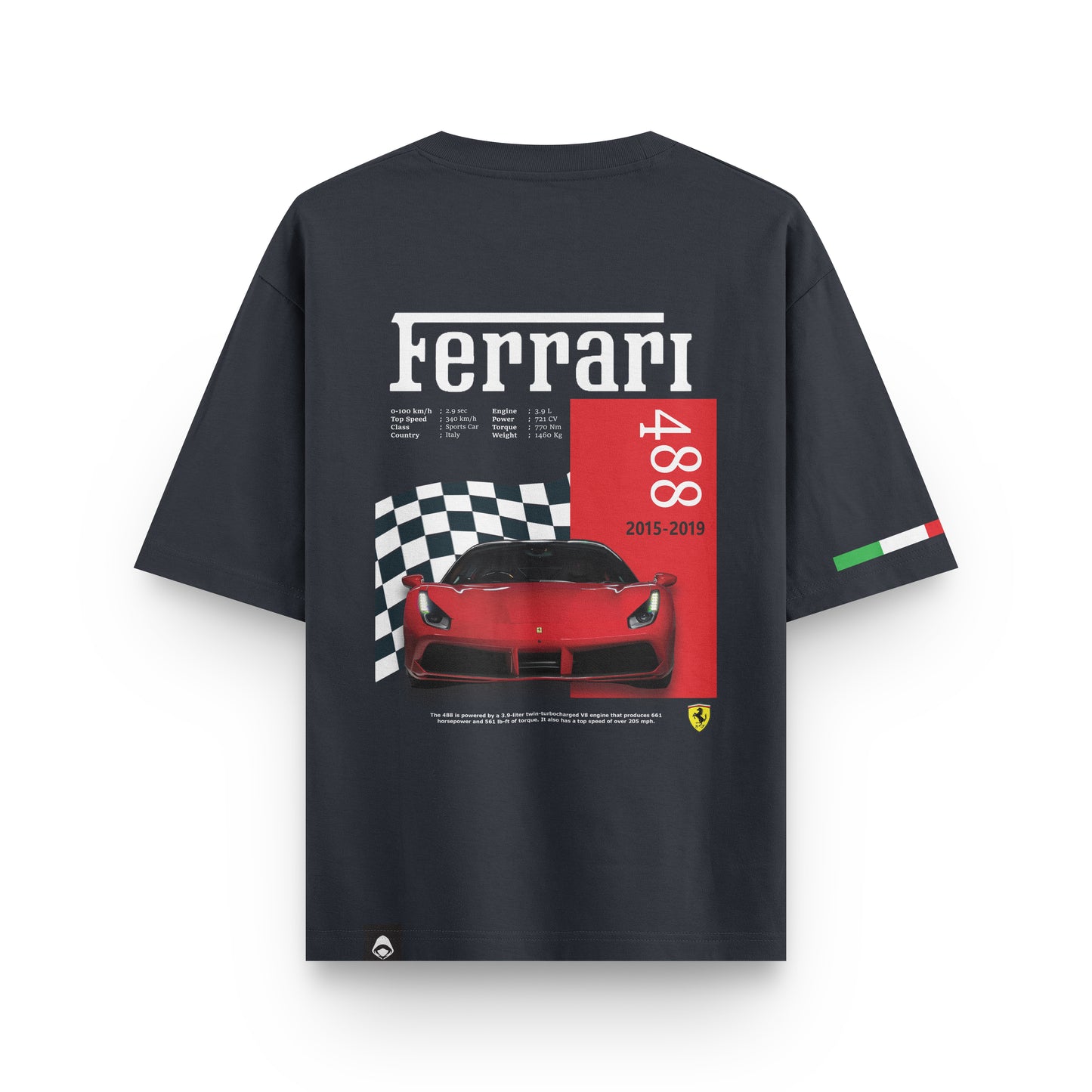 Ferrari 488 Black Oversized T-shirt