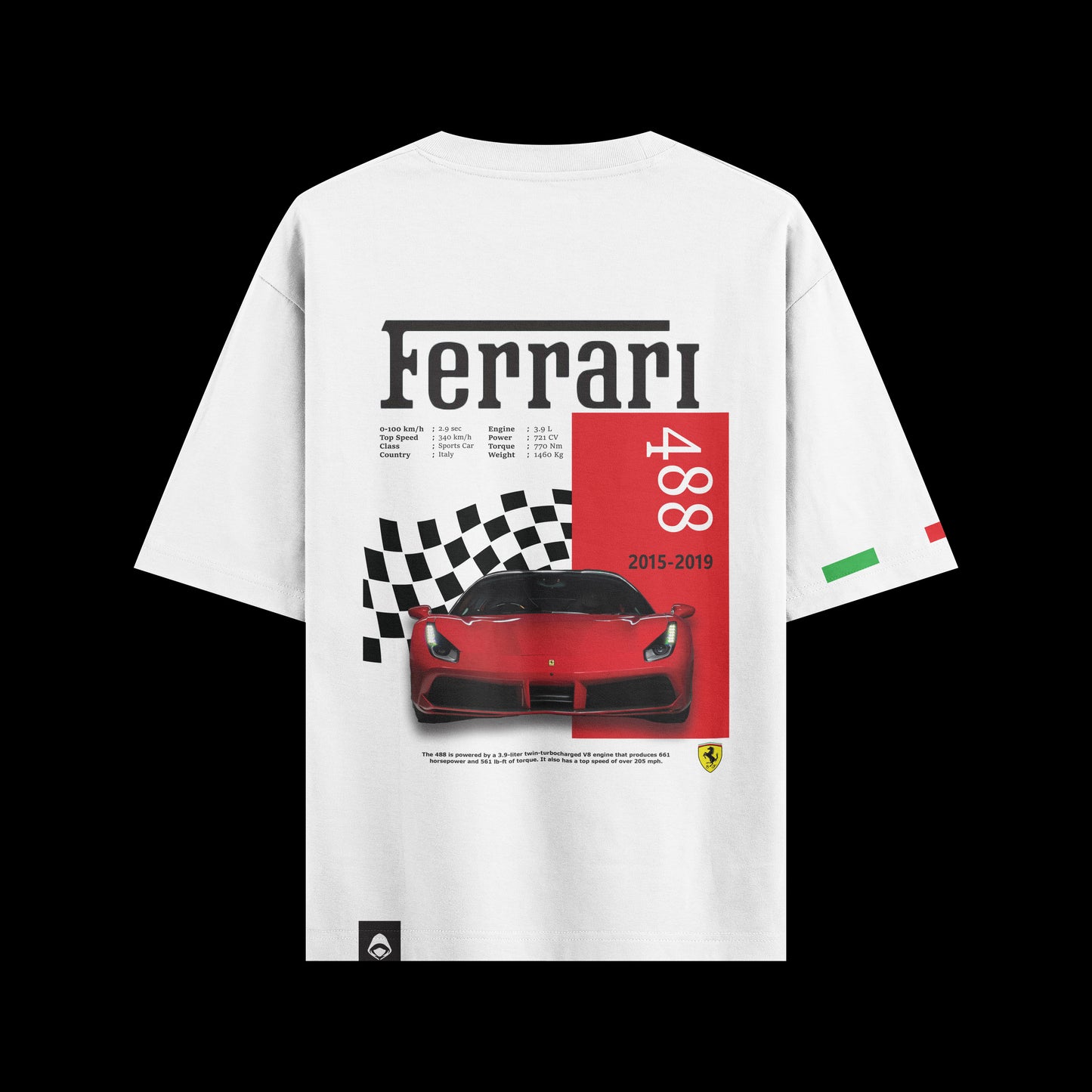 Ferrari 488 White Oversized T-shirt